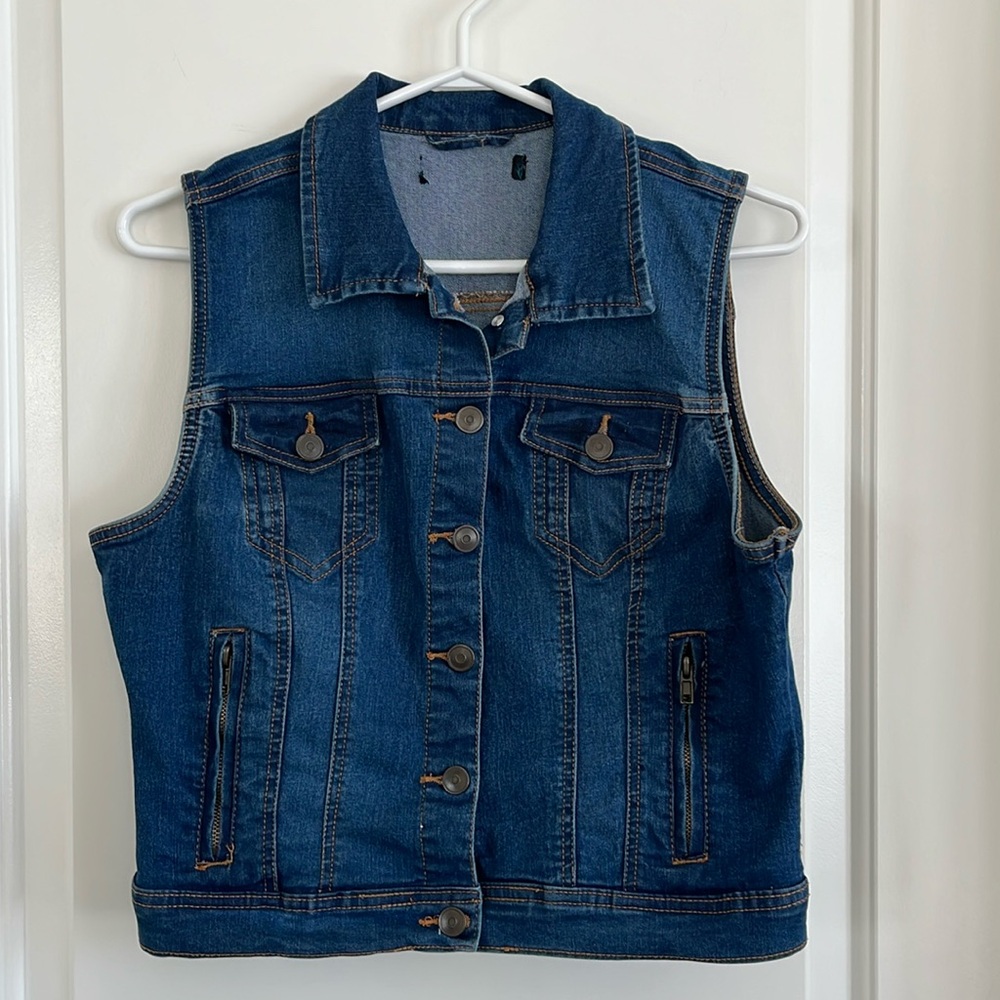 Unbranded Jean vest zippered pockets